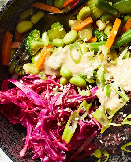 Forbidden Rice Bowl with Quick-Pickled Cabbage
