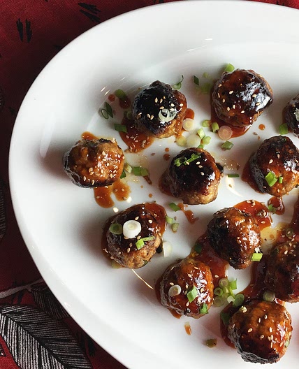 Korean Meatballs with a Gochujang Glaze