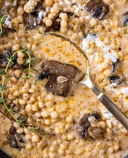 Creamy Mushroom & Pearl Couscous Soup