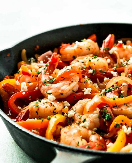 Shrimp, Bell Pepper and Onions Skillet