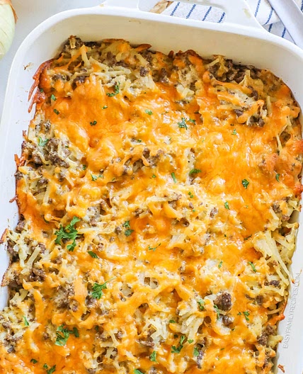 Cheesy Ground Beef Hash Brown Casserole