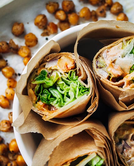 Vegan Buffalo Chickpea Wraps