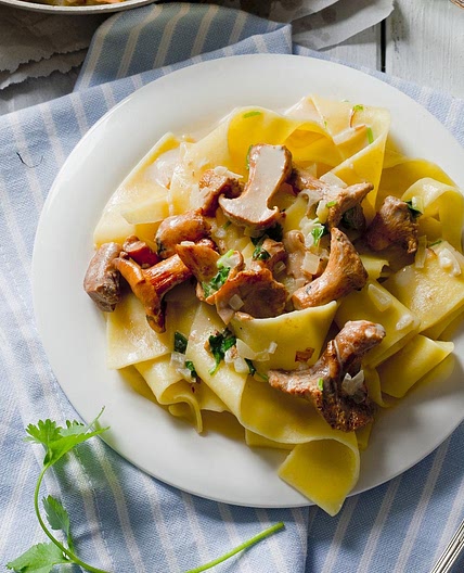 Pasta mit geschmorten Pfifferlingen