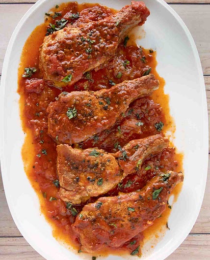 Tomato Braised Sicilian Pork Chops
