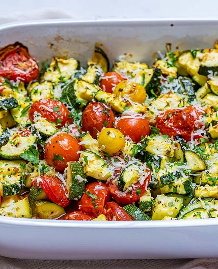 Garlicky Parmesan Zucchini Bake