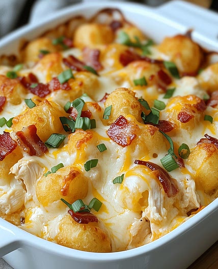 Chicken Bacon Ranch Tater Tot Casserole