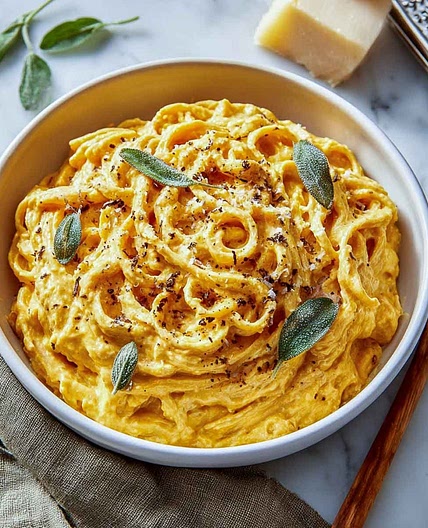 Pumpkin Cottage Cheese Pasta