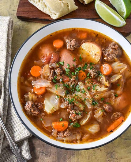 Ground Beef and Cabbage Soup