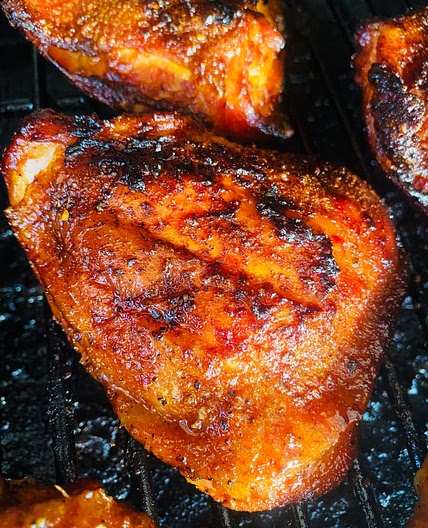 Smoked Cherry Bourbon Chicken Thighs