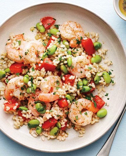 Shrimp With Brown Rice and Edamame