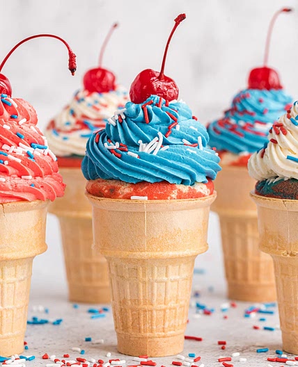 Patriotic Ice Cream Cone Cupcakes