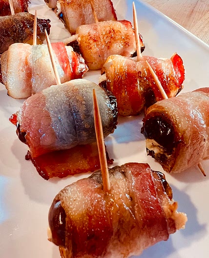 Bacon Wrapped Dates with Boursin Cheese