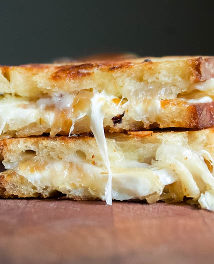 caramelized onion, havarti + mozzarella grilled cheese