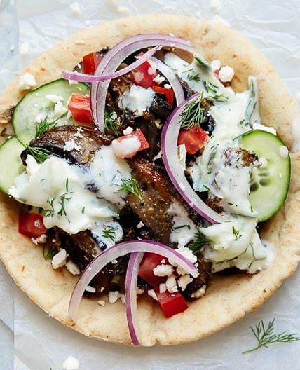 Greek Vegetarian Gyros with Portobello Mushrooms
