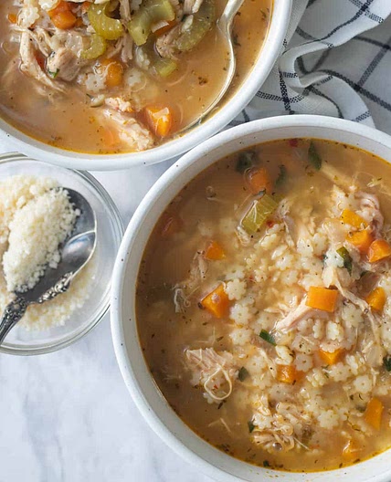 Chicken and Stars Soup with Basil