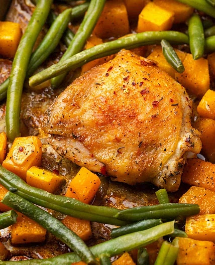 Sheet Pan Chicken Thighs with Roasted Veggies