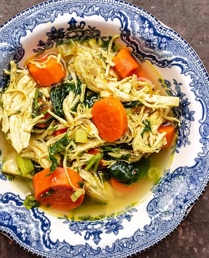 Mediterranean-Style Turmeric Lemon Chicken Soup