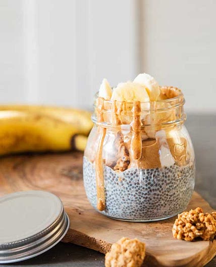 Banana Chia Seed Pudding Peanut Butter Parfait