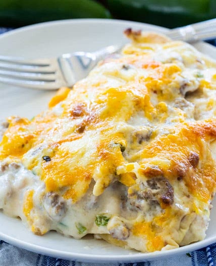Southern Sausage Enchiladas with Sausage Gravy