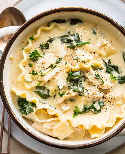 White Chicken Lasagna Soup Recipe