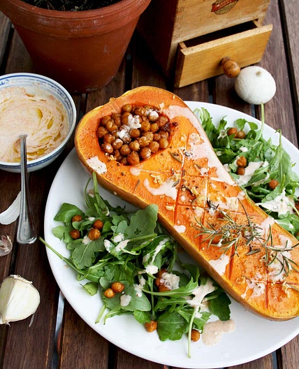 Roasted Butternut Squash with Chick Peas