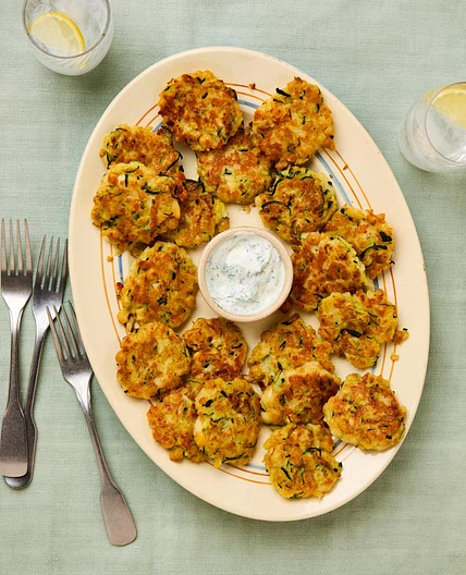 Halloumi, courgette and chickpea fritters