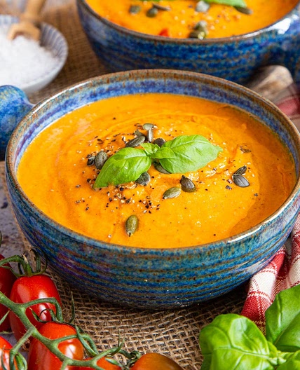 Roasted Red Pepper, Tomato & Lentil Soup