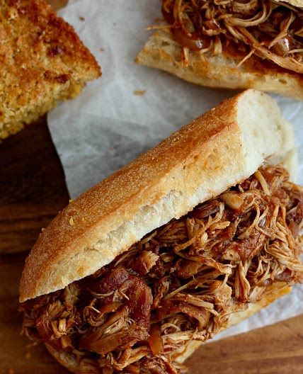 Dutch Oven Shredded Chicken with BBQ Sauce