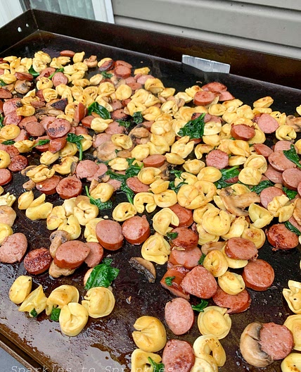 Blackstone Grilled Kielbasa, Tortellini, & Spinach Casserole