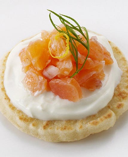 Smoked salmon blini canapés