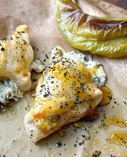 Spicy Chile Feta Puff Pastry Drizzled with Honey