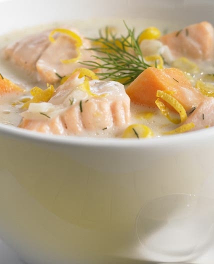 Corn, Sweet Potato and Salmon Chowder
