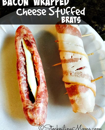 Bacon Wrapped Cheese Stuffed Brats