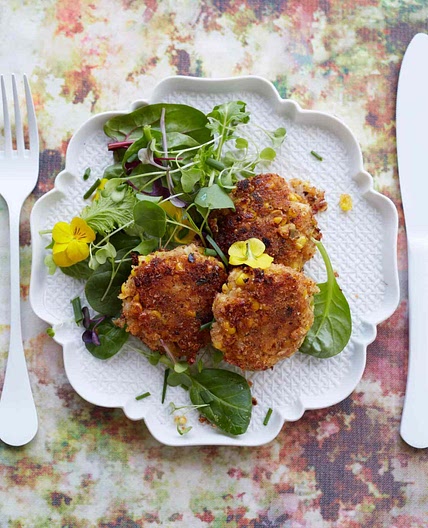 Crabless Cakes with Hearts of Palm and Corn