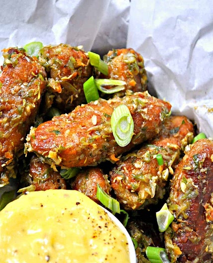Vegan Jerk Chickpea Wings with Sweet Mango Dip