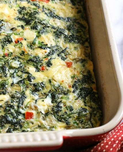 Spinach, Feta, and Artichoke Breakfast Bake
