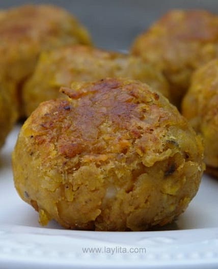 Bolon de verde or fried green plantain dumplings