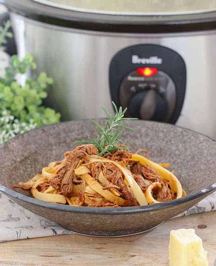 Slow Cooker Italian Beef Ragu Pasta