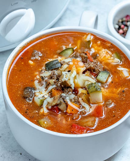 Crockpot Cheeseburger Soup for Delicious Clean Eats!