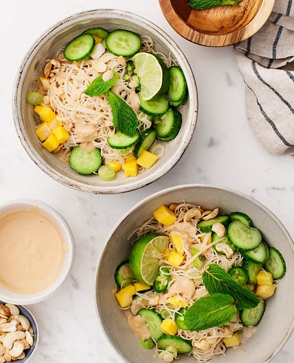 Cucumber Mango Miso Noodle Bowl