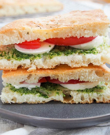 Caprese focaccia sandwich
