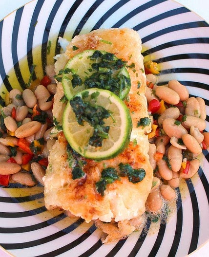 Sautéed Cod Fillet with Cannellini Bean Salad