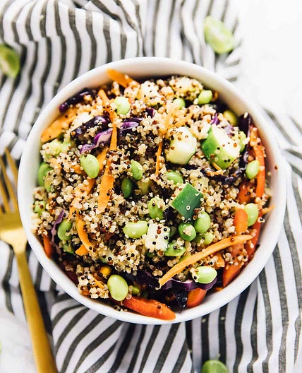 15 Minute Quinoa Salad with Sesame Ginger Sauce