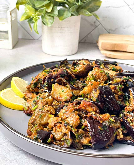 Spicy Eggplant Cilantro Recipe (Vegan)