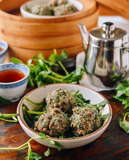 Watercress Steamed Meatballs