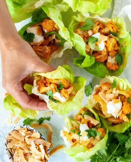 Coconut Curry Cauliflower Lettuce Wraps