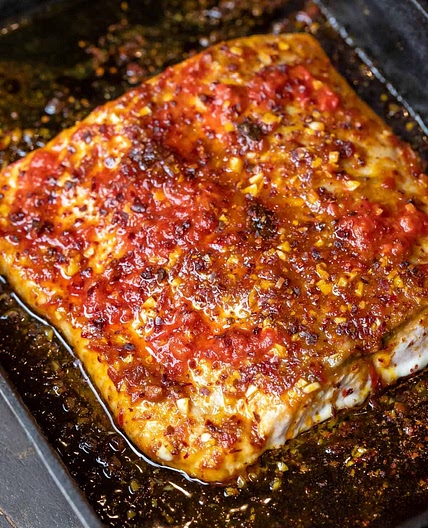 Spicy Baked Salmon Recipe with Lime and Harissa
