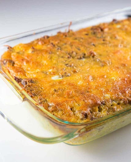 Overnight Cheesy Sausage and Hashbrown Breakfast Casserole Recipe
