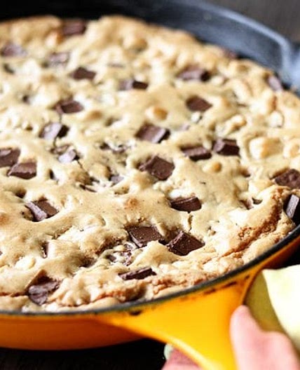 Triple Chocolate Chunk Skillet Cookie