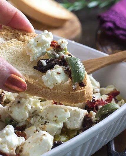 Low FODMAP Baked Feta with Olives & Sundried Tomatoes